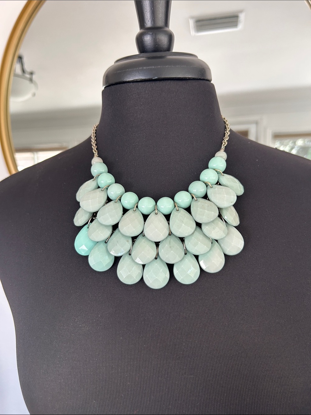 Womens Mint Teardrop Statement Necklace - Brand